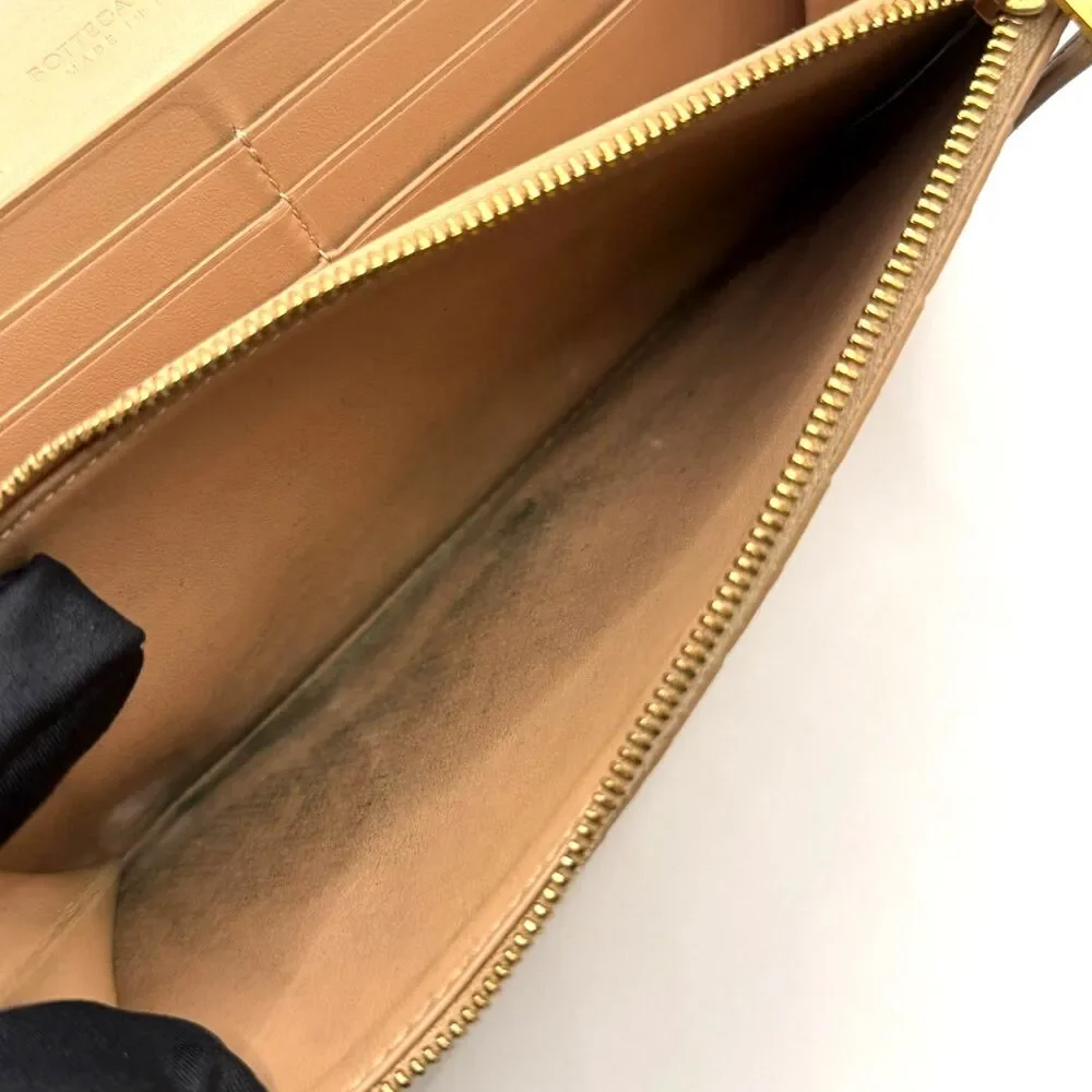 Bottega Veneta Intrecciato Nappa Leather Continental Wallet Tan Beige Authentic